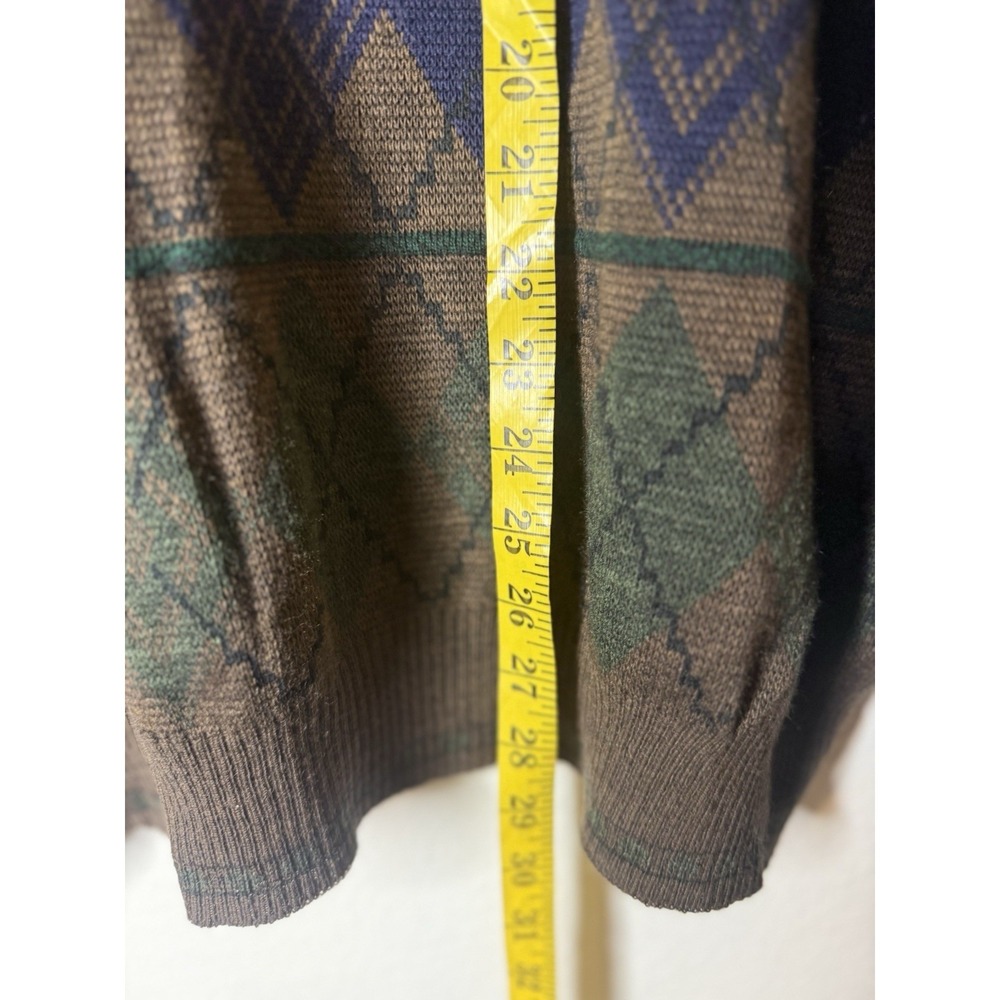 Vtg Florence Tricot Italy Men's Sweater XL Wool Blend Cardigan Argyle Grandpa - Picture 9 of 10